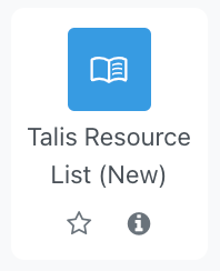 The new icon for the Talis Resource List deployment tool within the Learning Space, an image of an open book on a blue background.